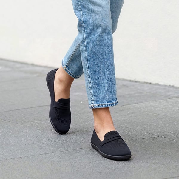 Ascenelle Women's Wide Toe Barefoot Loafers - NAVY - 2