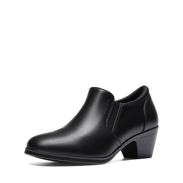 Ascenelle Women's Sustainable Block Heel Pumps - BLACK-PU -  0