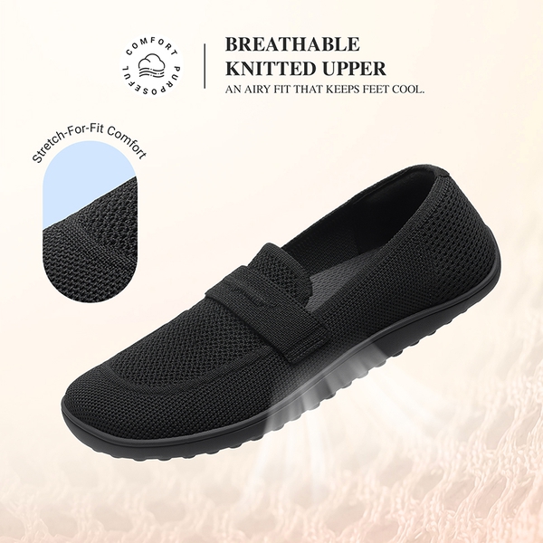 Ascenelle Women's Wide Toe Barefoot Loafers - BLACK - 4