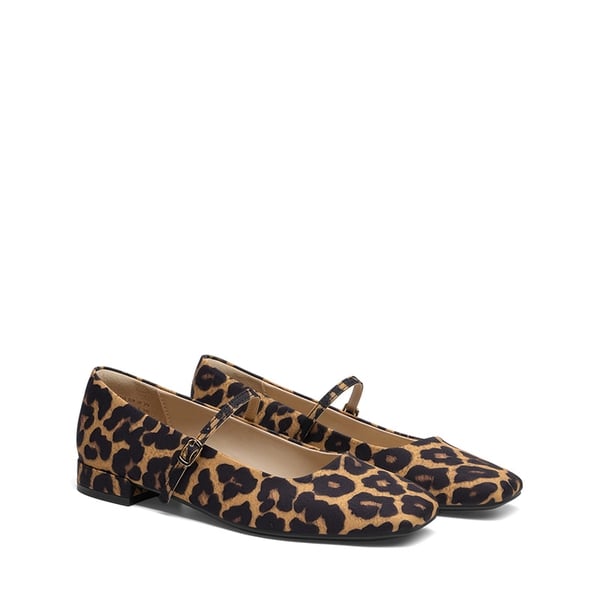 Women's Square-Toe Mary Jane Flats - LEOPARD - 4