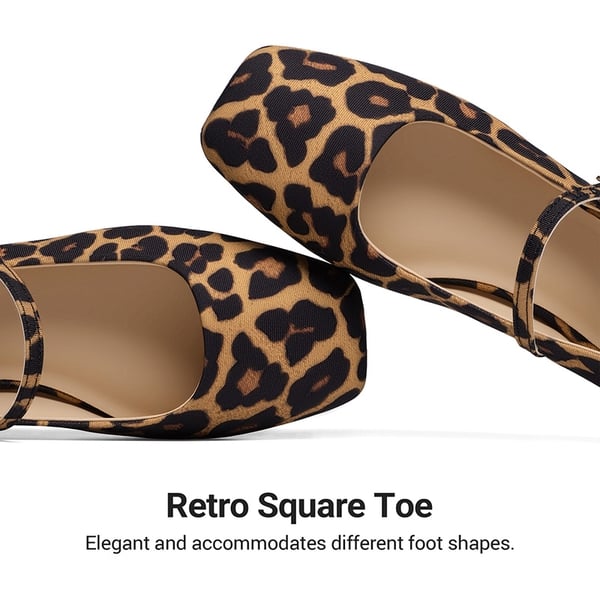 Women's Square-Toe Mary Jane Flats - LEOPARD - 5