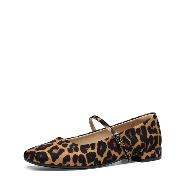 Women's Square-Toe Mary Jane Flats - LEOPARD -  0