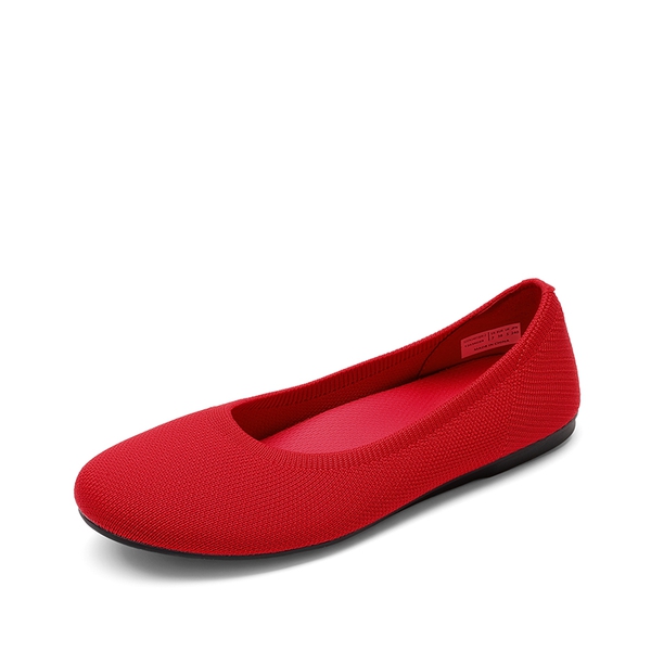 Ascenelle Women's Arch Support Ballet Flats Knit Edition - RED -  0