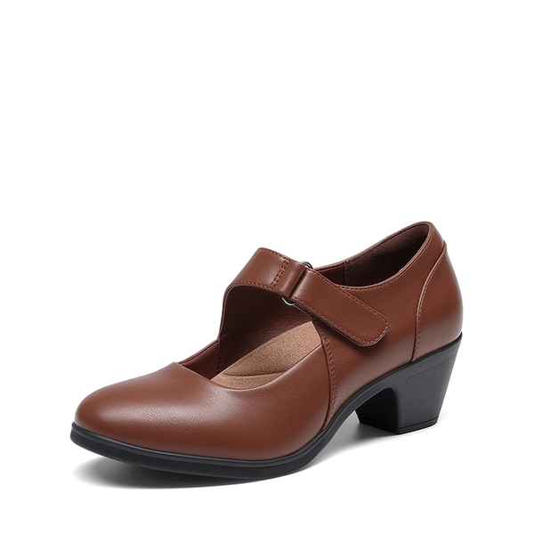 Ascenelle Women's Comfortable Mary Jane Heels - BROWN -  0
