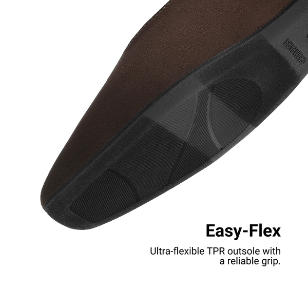 Women's Square Toe Ballet Flats with Elastic Strap & Bow - BROWN - 6