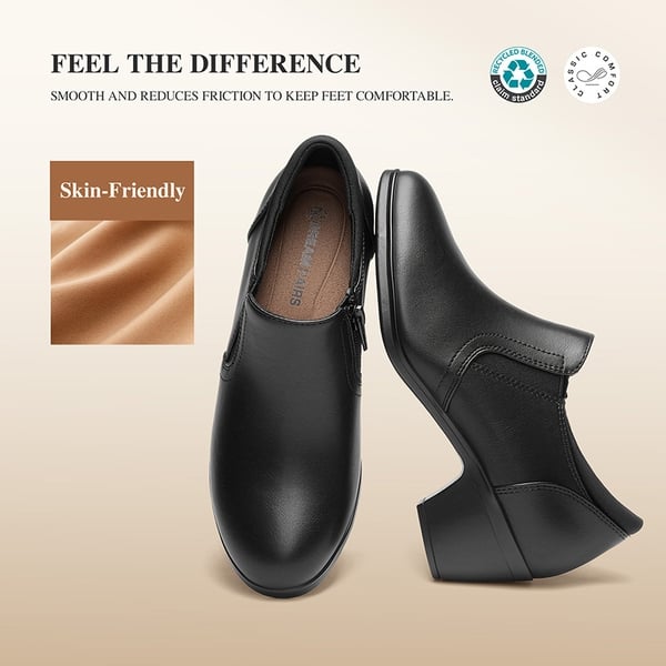 Ascenelle Women's Sustainable Block Heel Pumps - BLACK-PU - 5