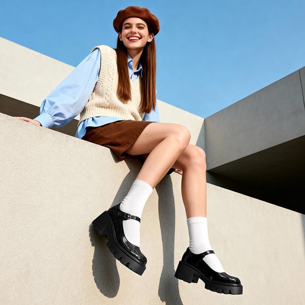 Wide Fit Y2K Platform Mary Jane Pumps - BLACK - 1