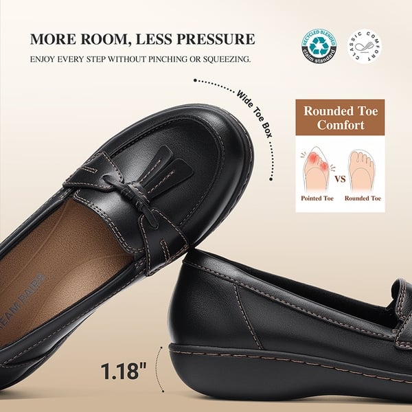 Ascenelle Women's Arch Support Slip-On Loafers - BLACK - 4