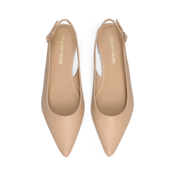 Women's Pointed-Toe Slingback Flats with DIY Ribbon - NUDE - 7