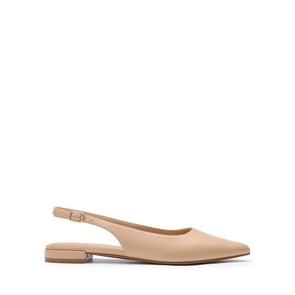 Women's Pointed-Toe Slingback Flats with DIY Ribbon - NUDE - 3
