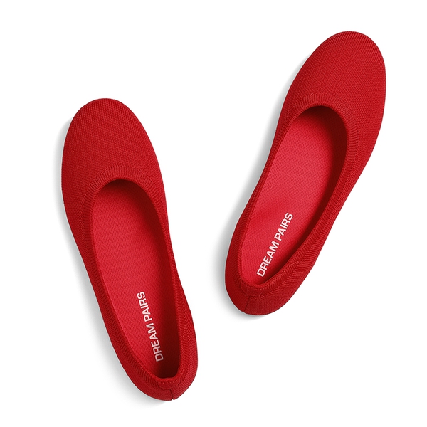 Ascenelle Women's Arch Support Ballet Flats Knit Edition - RED - 3