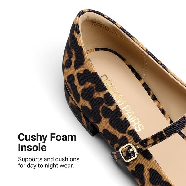 Women's Square-Toe Mary Jane Flats - LEOPARD - 8