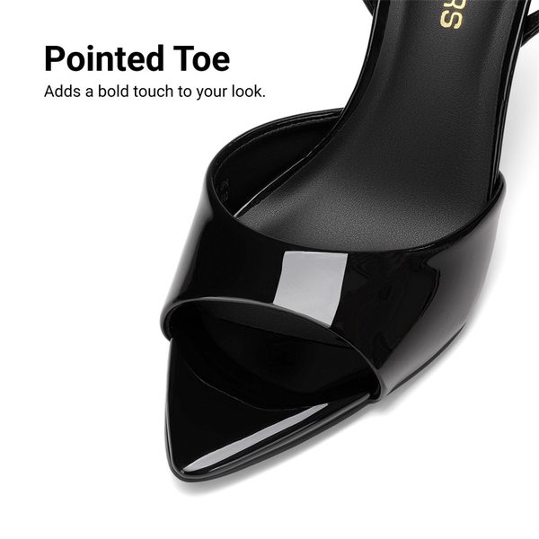 Women's Pointed Open-Toe Stiletto Sandals - BLACK-PAT - 7