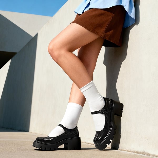 Wide Fit Y2K Platform Mary Jane Pumps - BLACK - 2