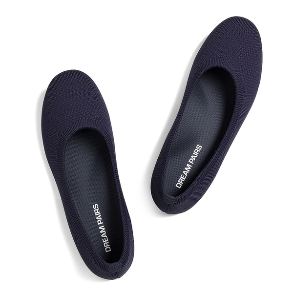 Ascenelle Women's Arch Support Ballet Flats Knit Edition - NAVY - 3