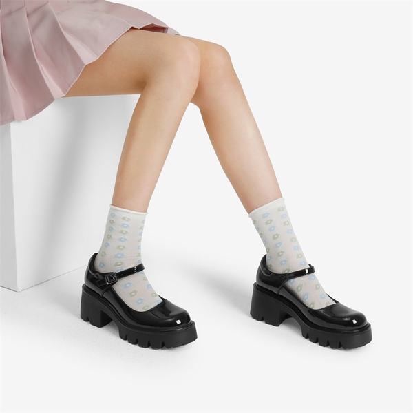 Wide Fit Y2K Platform Mary Jane Pumps - BLACK - 6