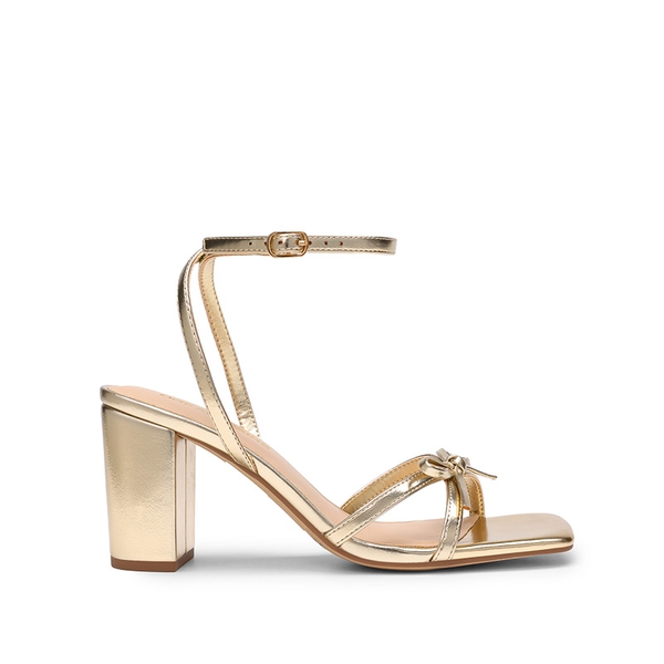 Women's Bow Detail Block Heel Sandals  - LIGHT GOLD - 3