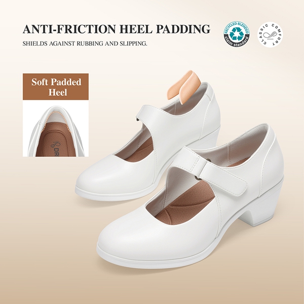Ascenelle Women's Comfortable Mary Jane Heels - WHITE - 4