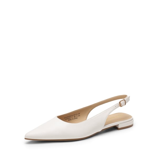 Women's Pointed-Toe Slingback Flats with DIY Ribbon - WHITE -  0