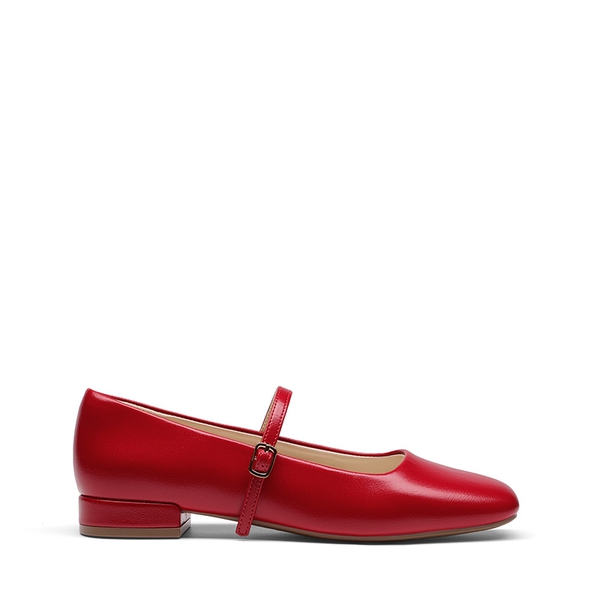 Women's Square-Toe Mary Jane Flats - RED - 3