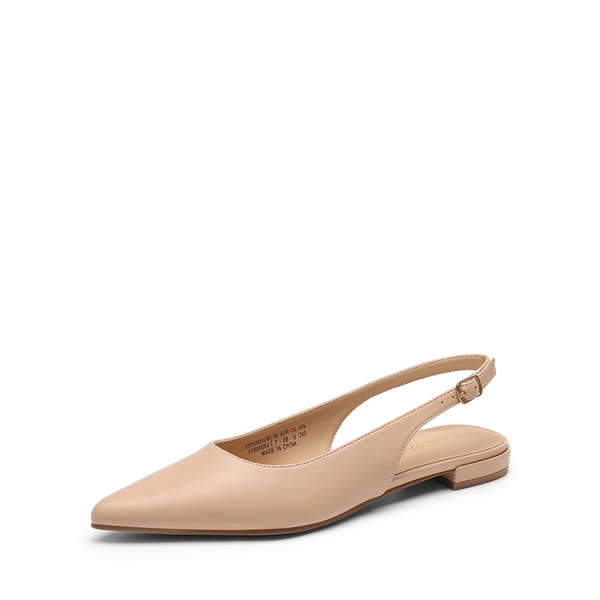 Women's Pointed-Toe Slingback Flats with DIY Ribbon - NUDE -  0