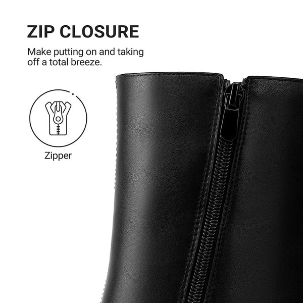 Women's Square Toe Chunky Heel Ankle Boots - BLACK - 7