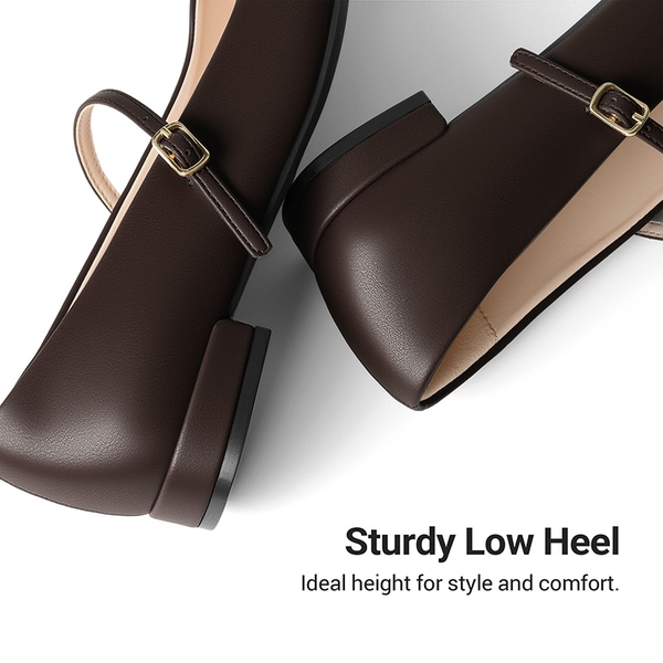Women's Square-Toe Mary Jane Flats - BROWN - 6