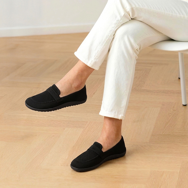 Ascenelle Women's Wide Toe Barefoot Loafers - BLACK - 2