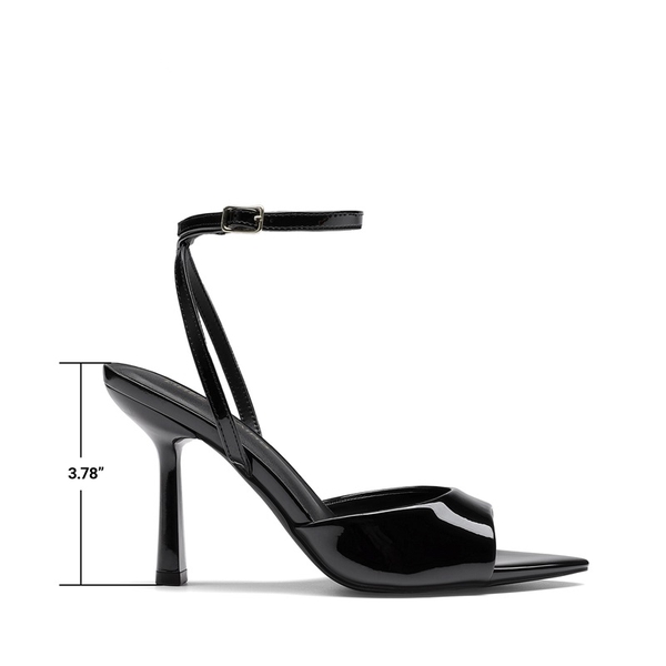 Women's Pointed Open-Toe Stiletto Sandals - BLACK-PAT - 3