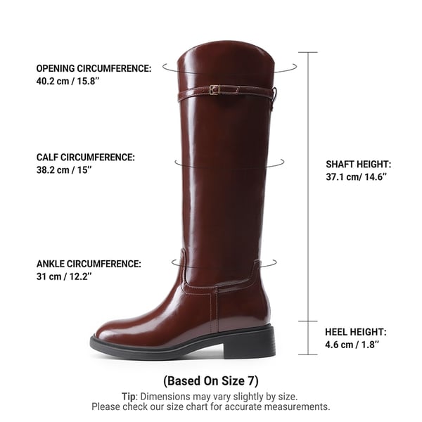 Women's Rounded Square Toe Knee-High Boots - BROWN - 3
