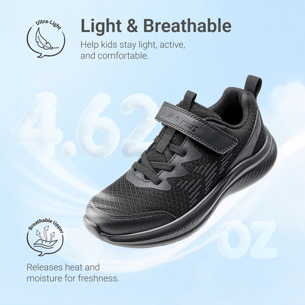 Kids' Lightweight Running Shoes - ALL BLACK - 2