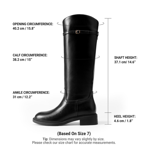 Women's Rounded Square Toe Knee-High Boots - BLACK-PU - 3