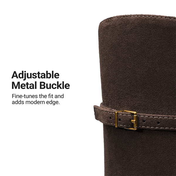 Women's Rounded Square Toe Knee-High Boots - DARK BROWN - 6