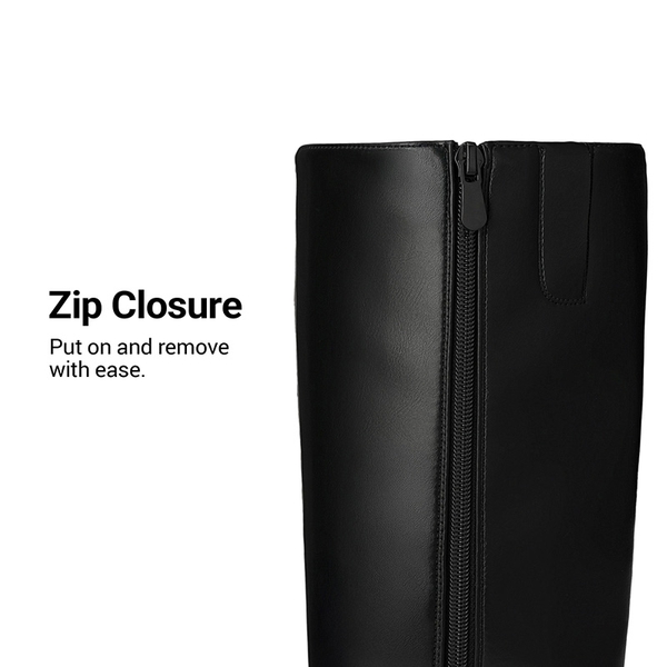 Women's Pointy Toe Kitten Heel Knee-High Boots - BLACK-PU - 4
