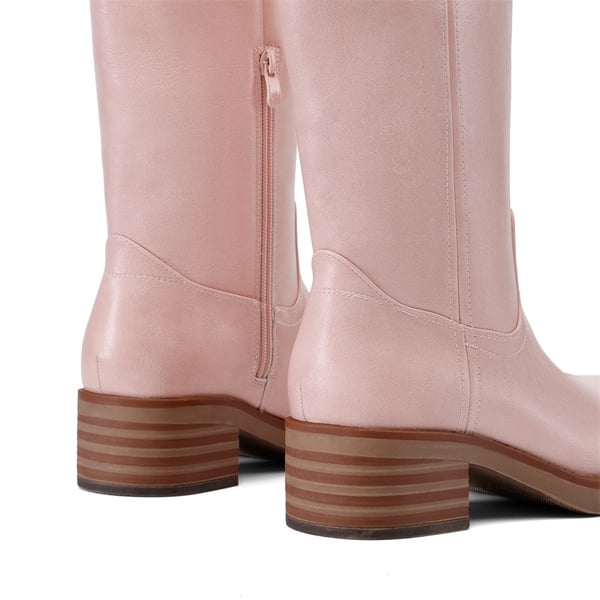 [Brynn] Women’s Square Toe Knee-High Boots - PINK - 5