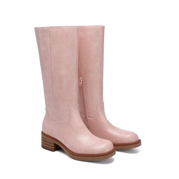 [Brynn] Women’s Square Toe Knee-High Boots - PINK - 4