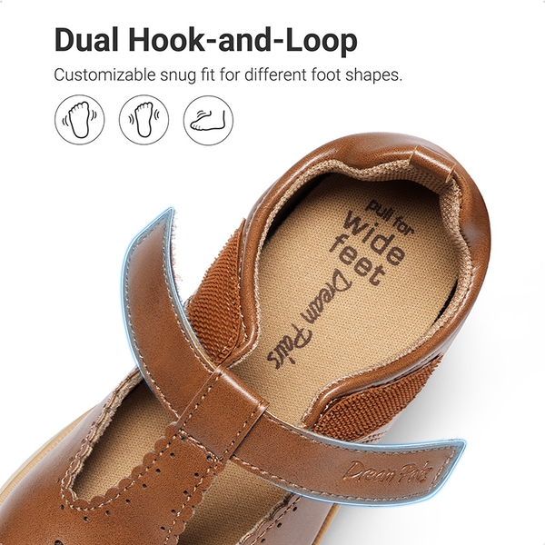 Girl's' Mary Jane School Shoes - BROWN - 5