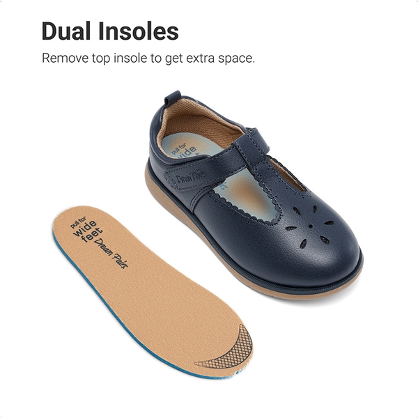 Girl's' Mary Jane School Shoes - NAVY - 4