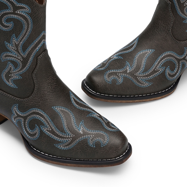 Women's Ankle Cowgirl Boots with Cuban Heel - BROWN - 5