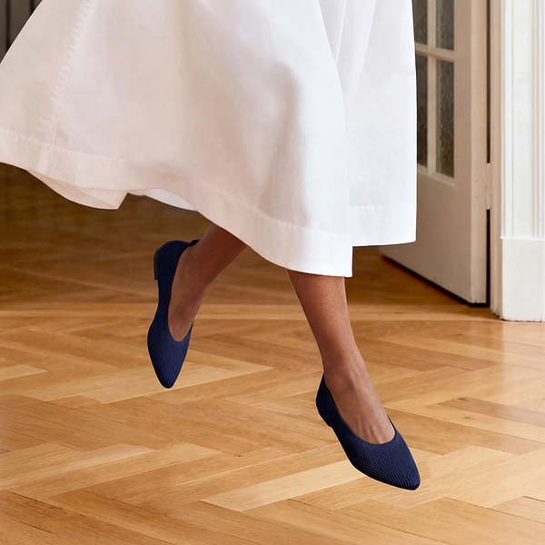 Ascenelle Women's Washable Arch Support Flats Knit Edition - NAVY - 2