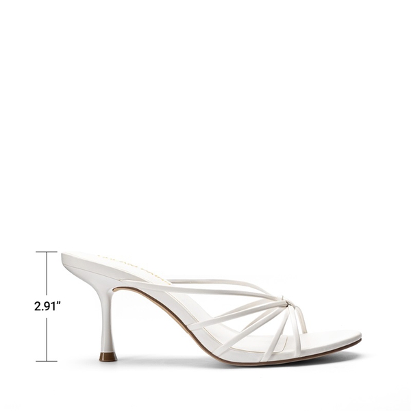 Women's Strappy Stiletto Heeled Mule Sandals - WHITE - 3