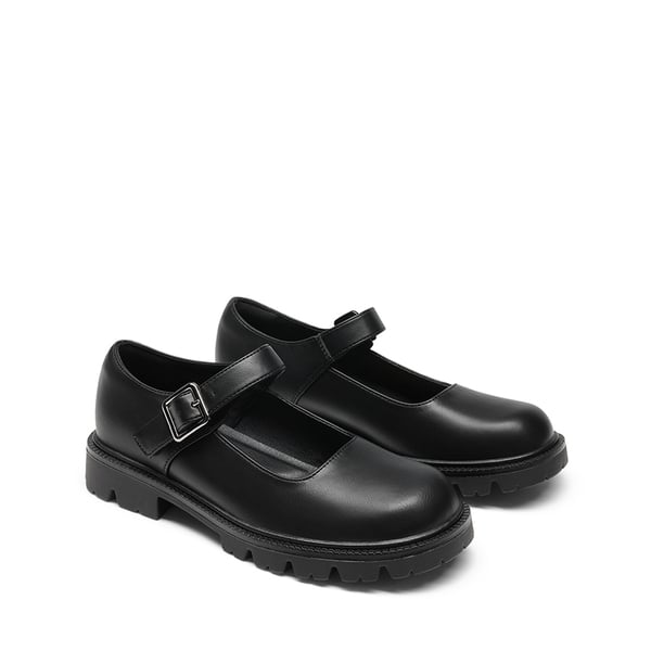 Women's Comfortable Wide Toe Box Platform Mary Janes - BLACK - 4
