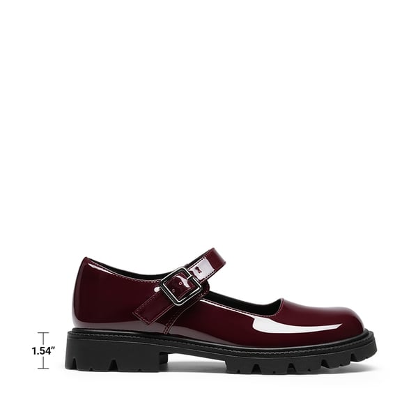 Women's Comfortable Wide Toe Box Platform Mary Janes - BURGUNDY - 3