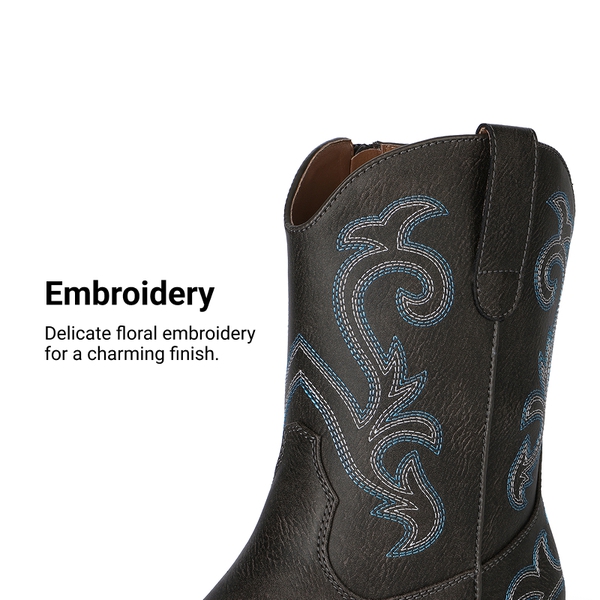 Women's Ankle Cowgirl Boots with Cuban Heel - BROWN - 4