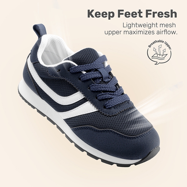 Kids' Retro Style Faux Suede Mesh Sneakers - NAVY - 2