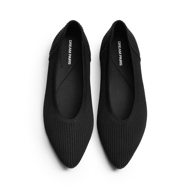 Ascenelle Women's Washable Arch Support Flats Knit Edition - BLACK - 3
