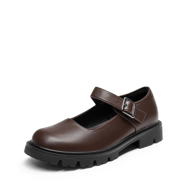 Women's Comfortable Wide Toe Box Platform Mary Janes - BROWN -  0