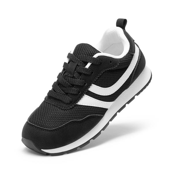 Kids' Retro Style Faux Suede Mesh Sneakers - BLACK -  0