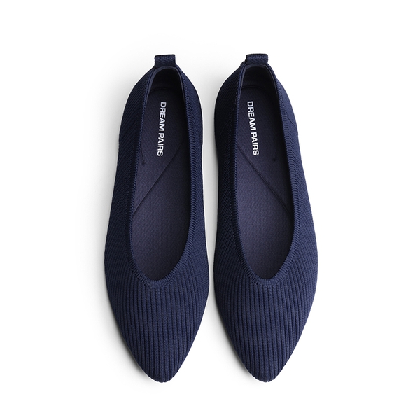 Ascenelle Women's Washable Arch Support Flats Knit Edition - NAVY - 3