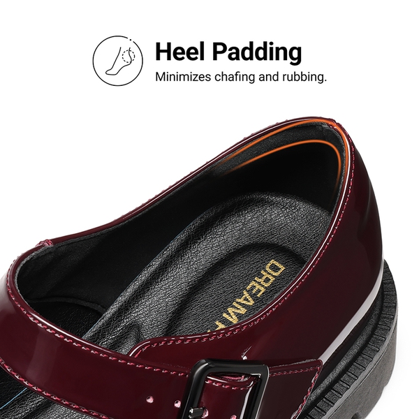 Women's Comfortable Wide Toe Box Platform Mary Janes - BURGUNDY - 6